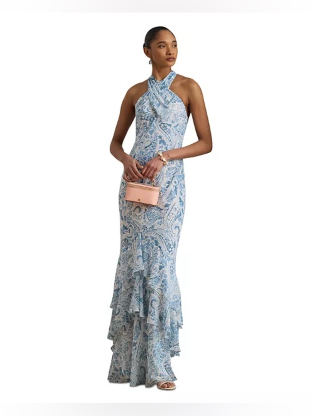 Lauren Ralph Lauren
Paisley Crinkle Georgette Halter Gown